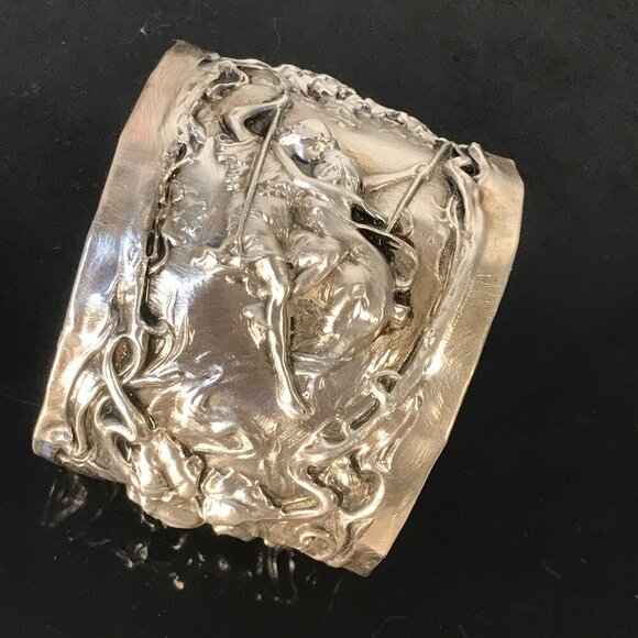 Sterling Spoon Ring Cuff Bracelet 925 Silver Victorian Baroque Rococo Antique - Picture 5 of 7